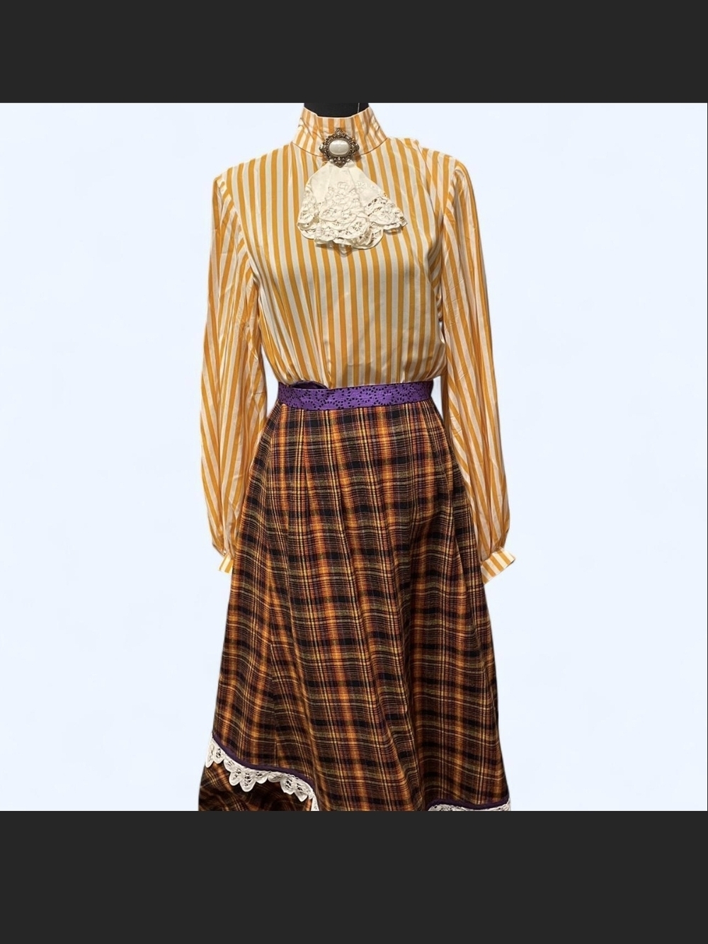 Vintage Handmade  Brown Plaid Midi Dress